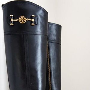 Tory Burch Calista Black Leather Riding Boots 6.5
